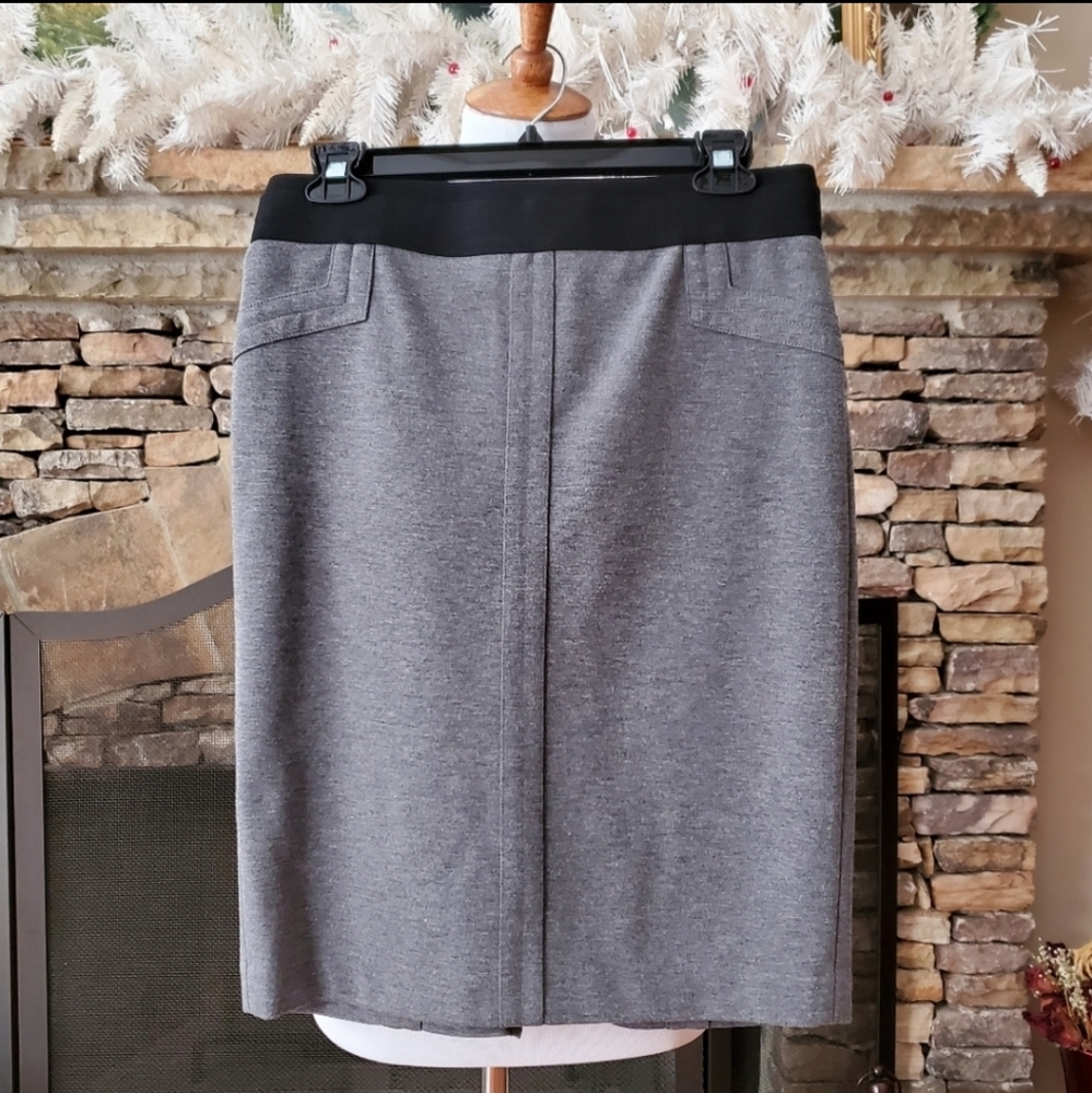 BCBGMAXAZRIA Heather Grey Zipped Pencil Skirt